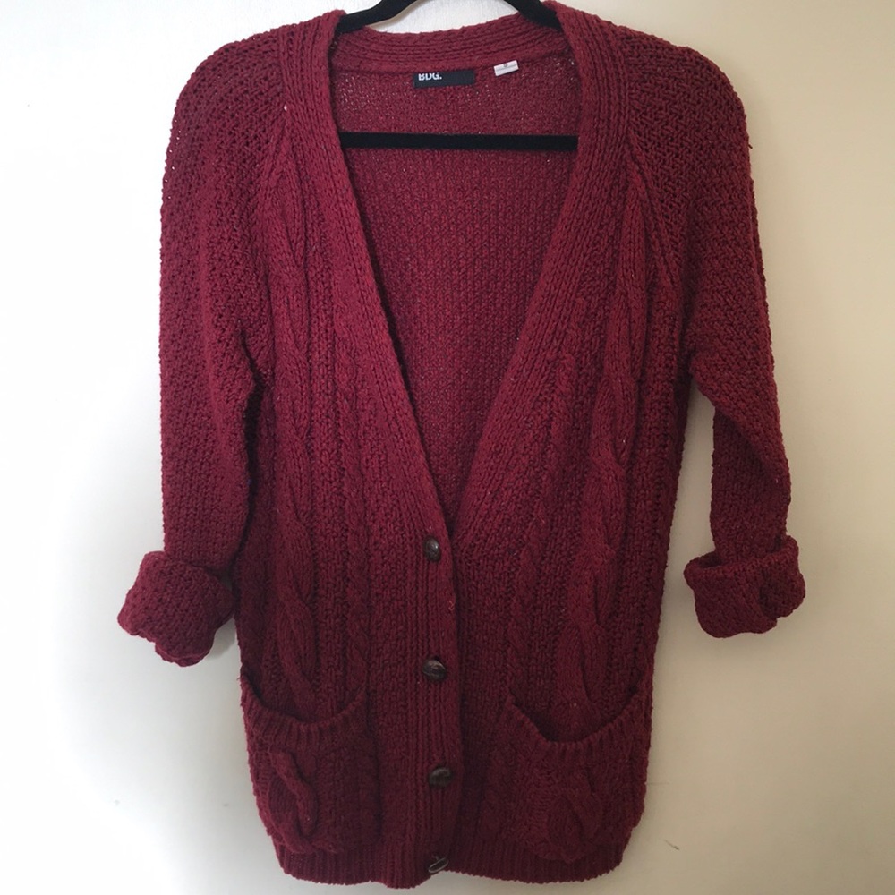 Maroon BDG grandpa cardigan